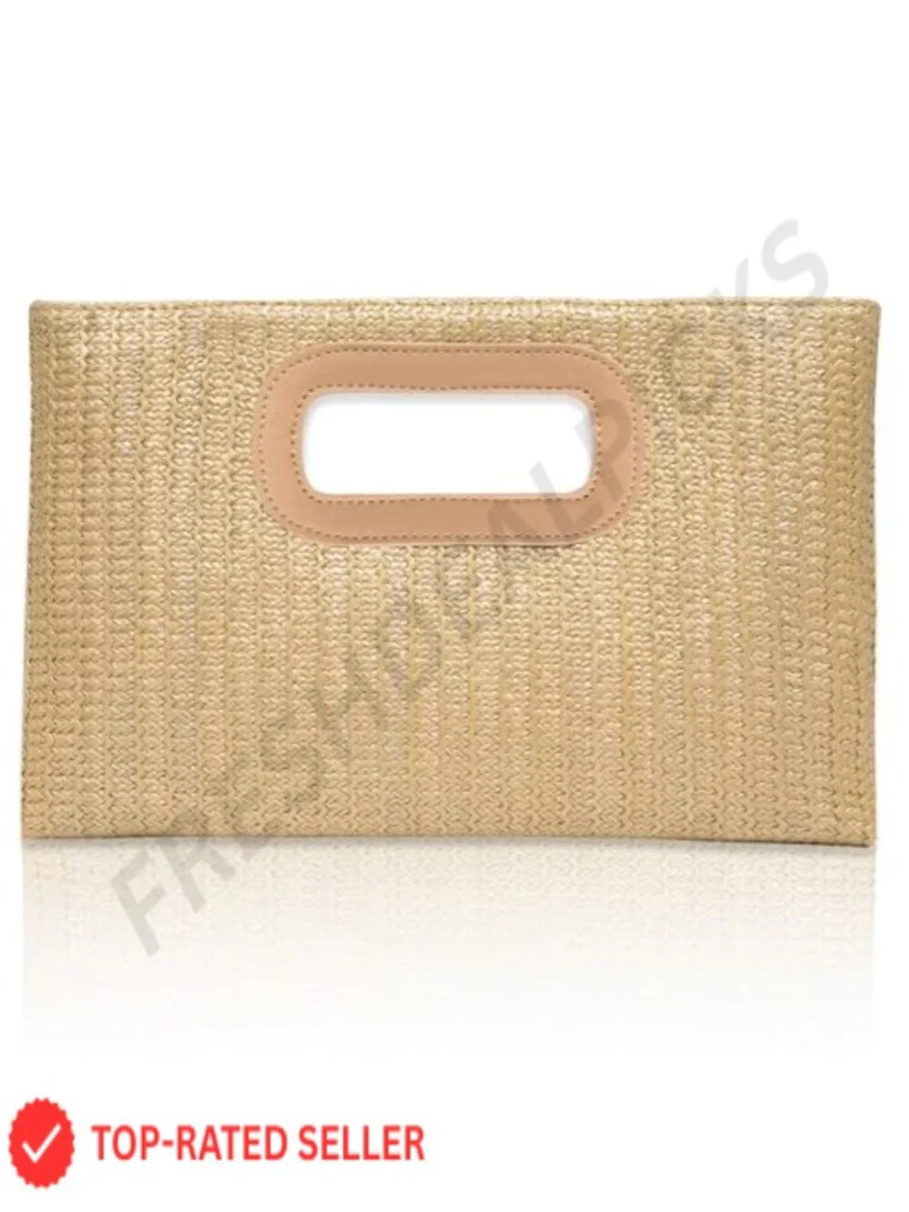 Straw Clutch Purse with Chain, Woven Envelope Handbag, Rafia Evening Bag for